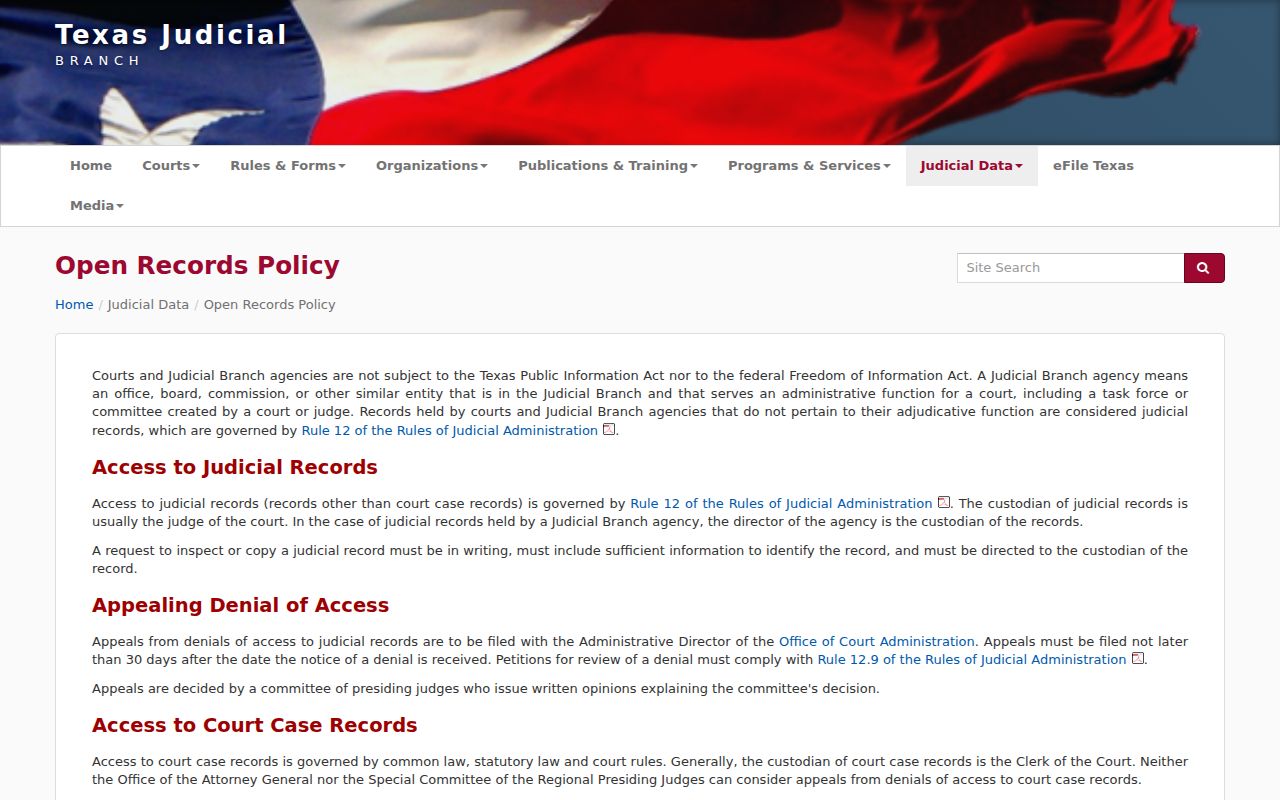 Culberson County warrant records, Texas judicial record access policy