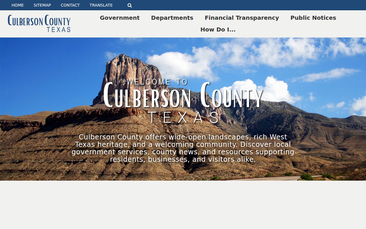 Culberson County warrant records, official county department navigation