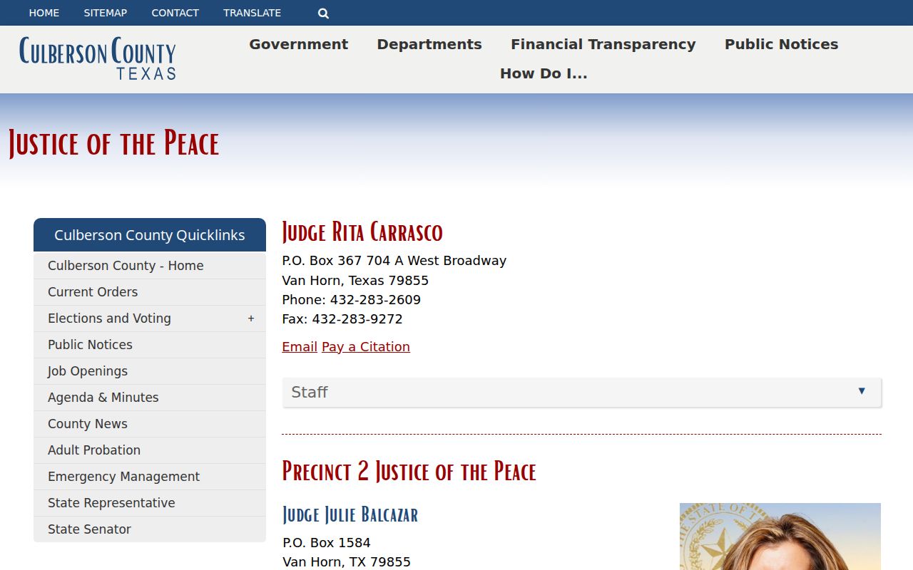 Culberson County warrant search, Justice Court directory and citation links